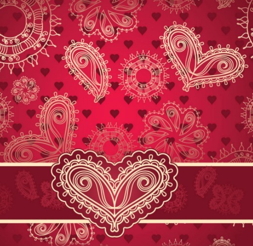Vintage Heart-shaped Patterns Vector