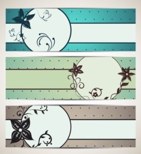 Vintage Vector Banner with Hand-Drawn Flowers