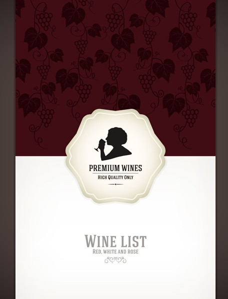 Premium Wines List Cover Vector
