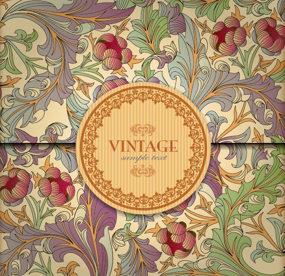 Vintage Card Set with Pattern Background