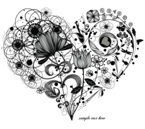 Vintage Floral Heart Vector 02