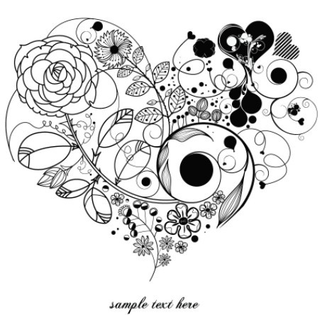 Vintage Floral Heart Vector 04