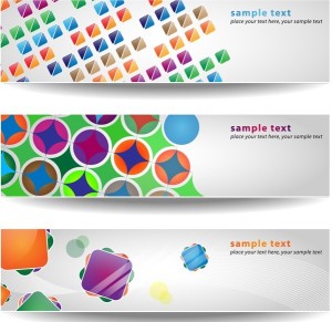 Set of Abstract Vector Banner with Colored Blocks 01