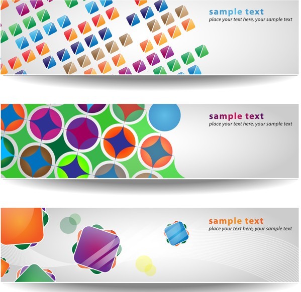 Set of Abstract Vector Banner with Colored Blocks 01