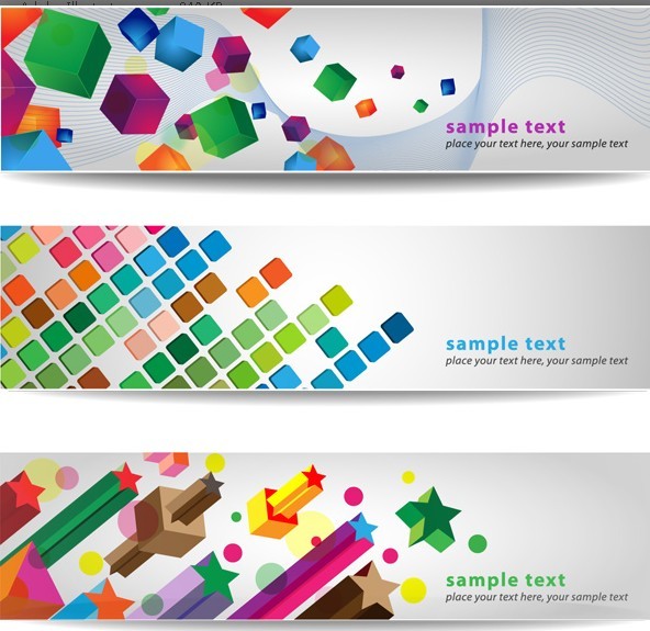 Set of Abstract Vector Banner with Colored Blocks 02