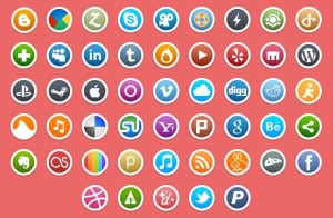 Circle Social Media Icons with White Border