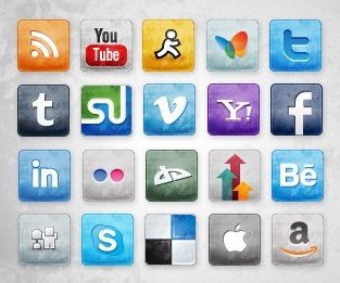 Social Media Icons with Stained and Faded Effect 02