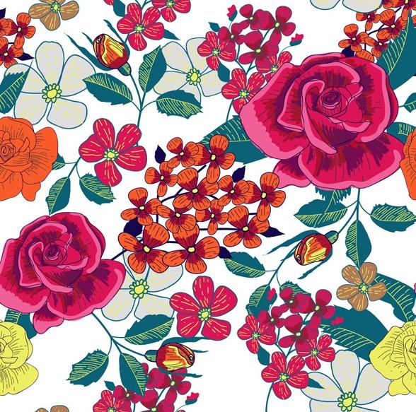 Vintage Hand-drawn Style Florals Background Vector 03