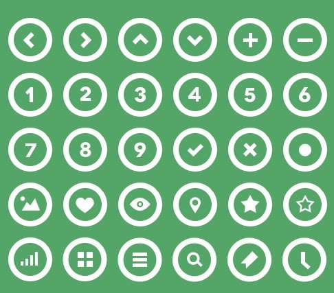 White Circle Web Icons Set (PSD)