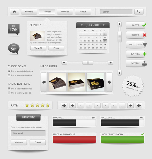 Classical Apple Style Web UI Kit PSD