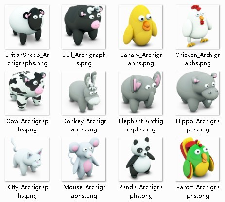 Cute 3D Cartoon Animal Icons
