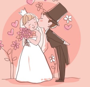 Lovely Cartoon Bride and Groom Vector Illustration 01