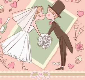 Lovely Cartoon Bride and Groom Vector Illustration 02