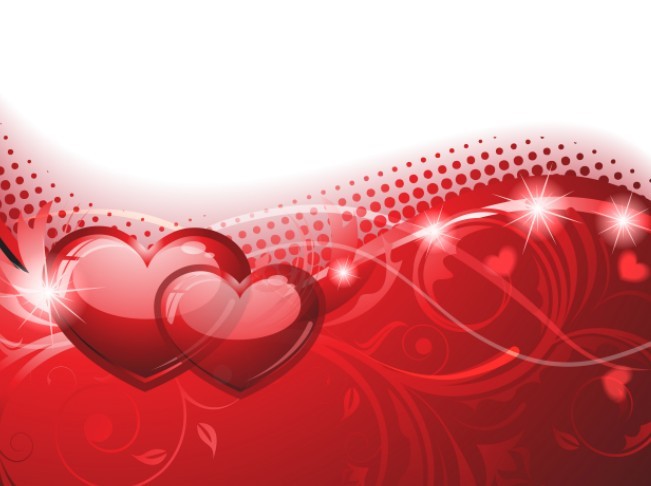 Valentine's Day Abstract Vector Background with Red Hearts 01