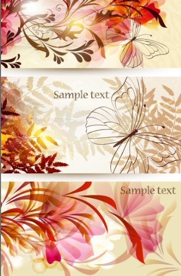 Elegant Vector Background with Butterflies and Florals 02
