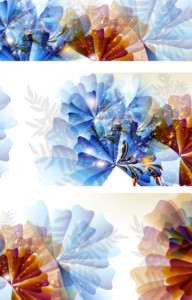 Set Of Blue and Yellow Flowers Background Vector
