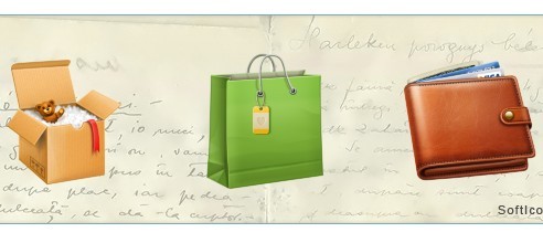 3D Box, Shopping Bag and Wallet Icons