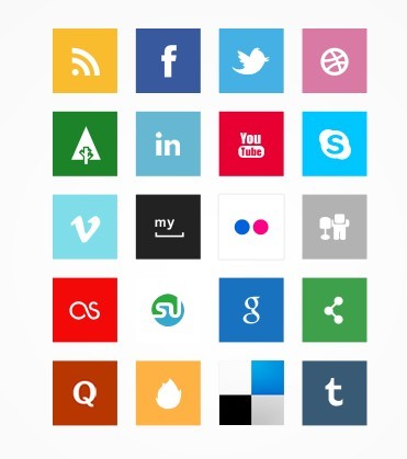 Simple Square Socia Media Icon Set