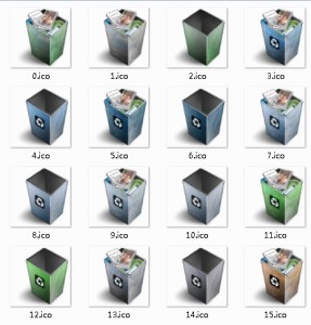 3D Computer Recycle Bin Icon Set