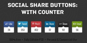 Set of Social Media Share Buttons with Counters