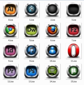 Sleek Design Software Icons with Metallic Borders