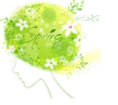 Spring Girl with Floral Pattern Vector 01