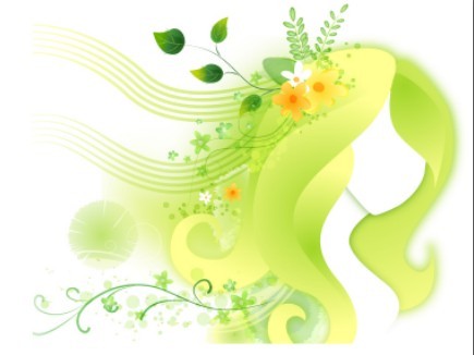 Spring Girl with Floral Pattern Vector 02