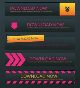 Stylish Dark Download Buttons Vector 02