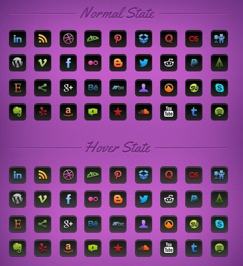Vibrant Social Icon Set (PNG and PSD)
