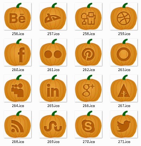 Pumpkin Style Social Media Icon Set