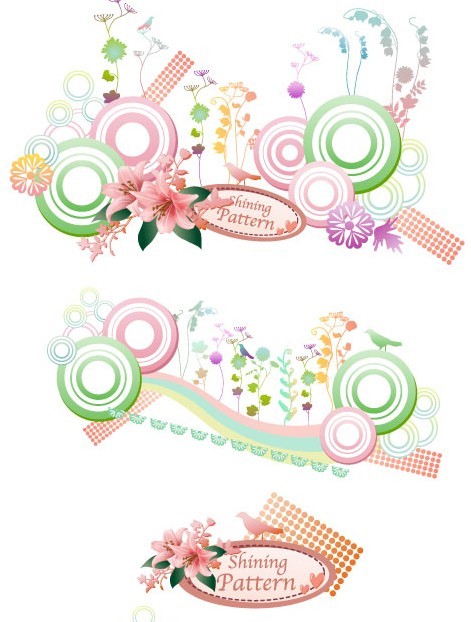 Set of Spring Shining Vector Patterns