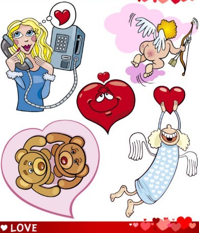 Valentine's Day Cartoon Elements Vector