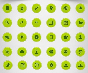 Green Circular Web Icons PSD