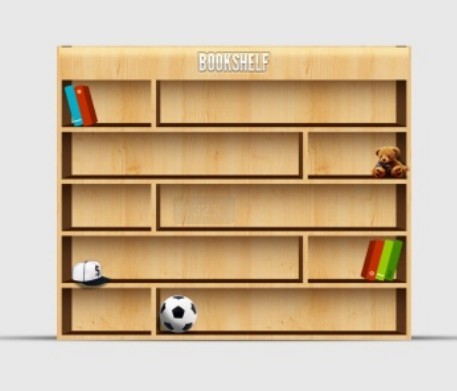 Wooden Bookshelf PSD