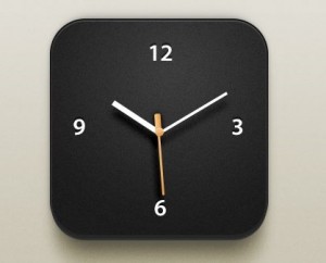 Black iOS Clock Icon PSD