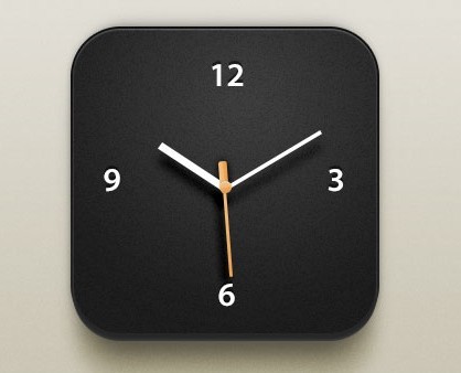 Black iOS Clock Icon PSD