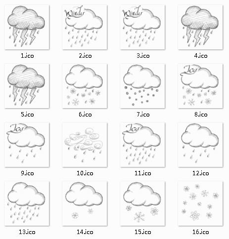 Hand Drawn Sketch Weather Icon Set
