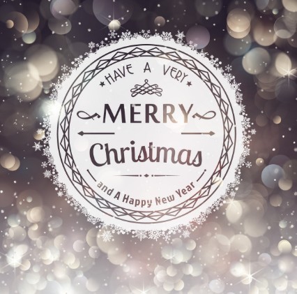 Vector Merry Christmas Badge with Fantastic Halo Background