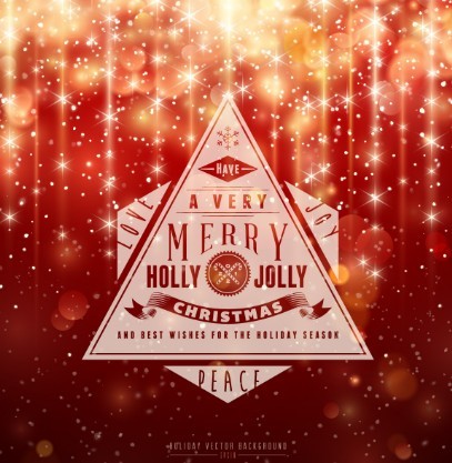 Vector Merry Christmas Label with Shining Background