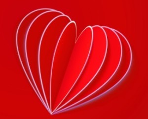 3D Red Heart Greeting Card Template Vector 01