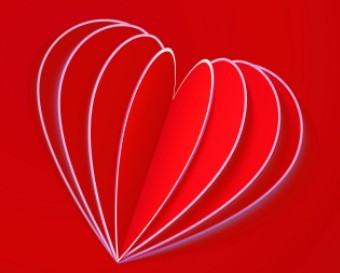 3D Red Heart Greeting Card Template Vector 01