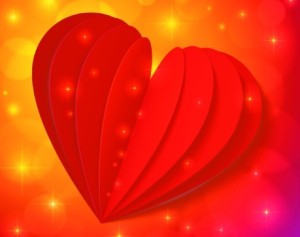 3D Red Heart Greeting Card Template Vector 02