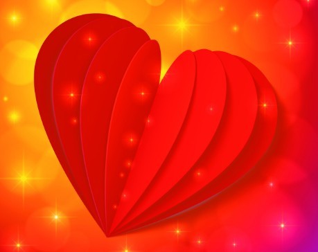 3D Red Heart Greeting Card Template Vector 02