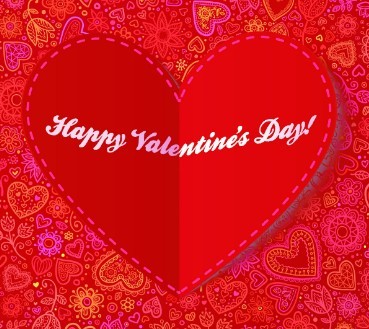 3D Red Heart Greeting Card Template Vector 03