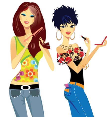 Cartoon Fashion Girls Vector 02