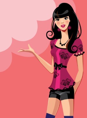 Cartoon Fashion Girls Vector 04