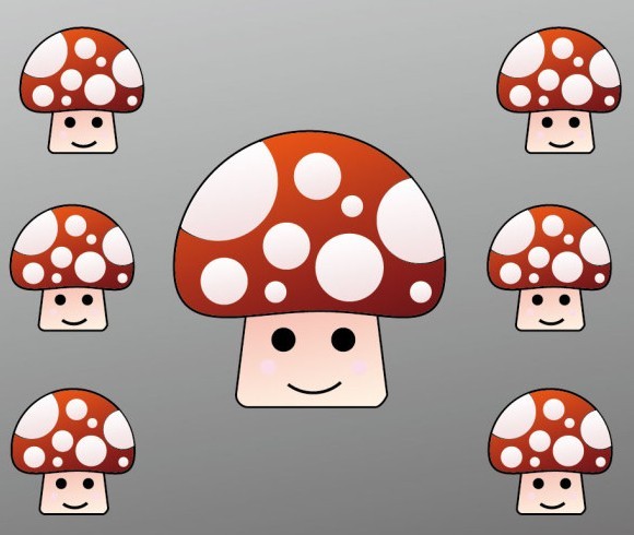 Cute Cartoon Small Mushrooms Vector