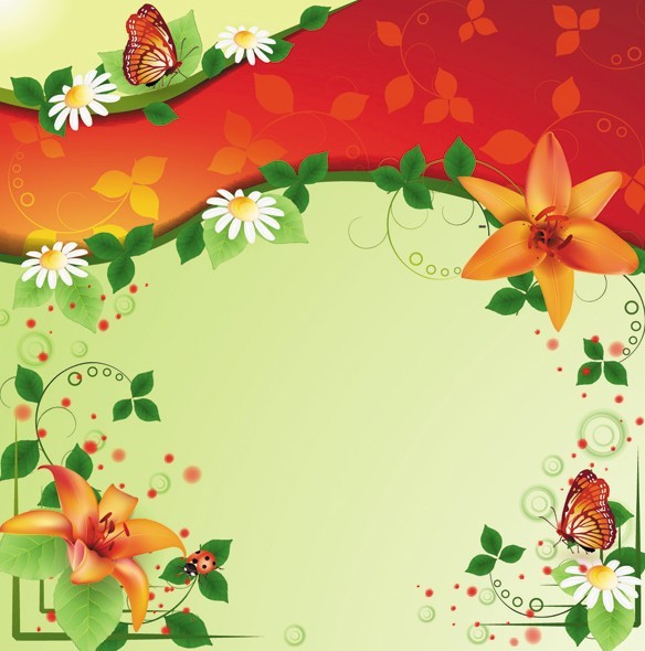 Vintage Spring Florals Background Vector 05
