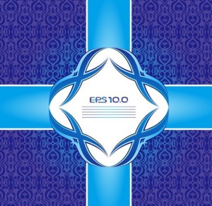 Blue Cross-shaped Ribbons with Vintage Pattern Background Vector