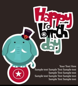 Cartoon Happy Birthday Post Card Vector 01